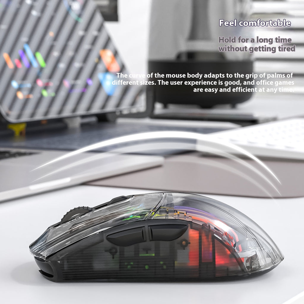 X2PRO Transparent Tri-Mode Wireless Gaming Mouse – RGB Lighting, LED Display, Bluetooth / 2.4GHz / Wired