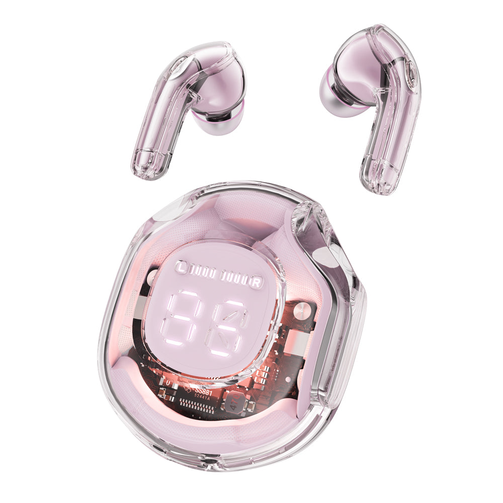 T8 Crystal Transparent Wireless Earbuds - Bluetooth 5.3 Gaming & Sport Headphones