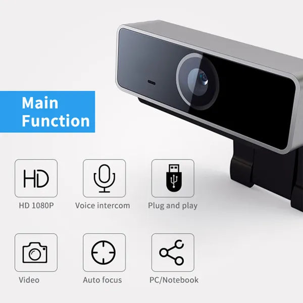 1080P HD Webcam with Auto Focus - USB Computer Camera with Microphone for Streaming