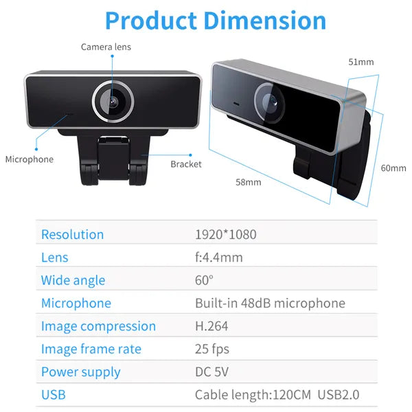 1080P HD Webcam with Auto Focus - USB Computer Camera with Microphone for Streaming