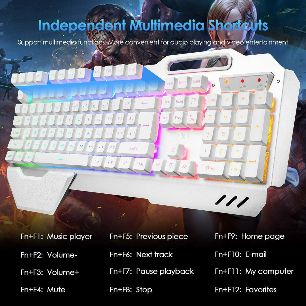 Wireless Gaming Keyboard & Mouse Combo - RGB LED Backlit with Rechargeable Battery