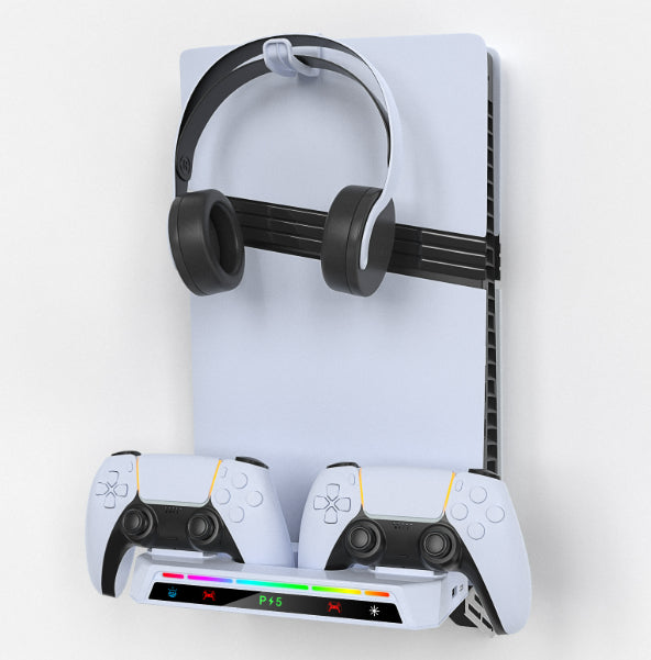Playstation 5 Wall Mount with RGB Lighting Controller Charging Dock & Headset Holder