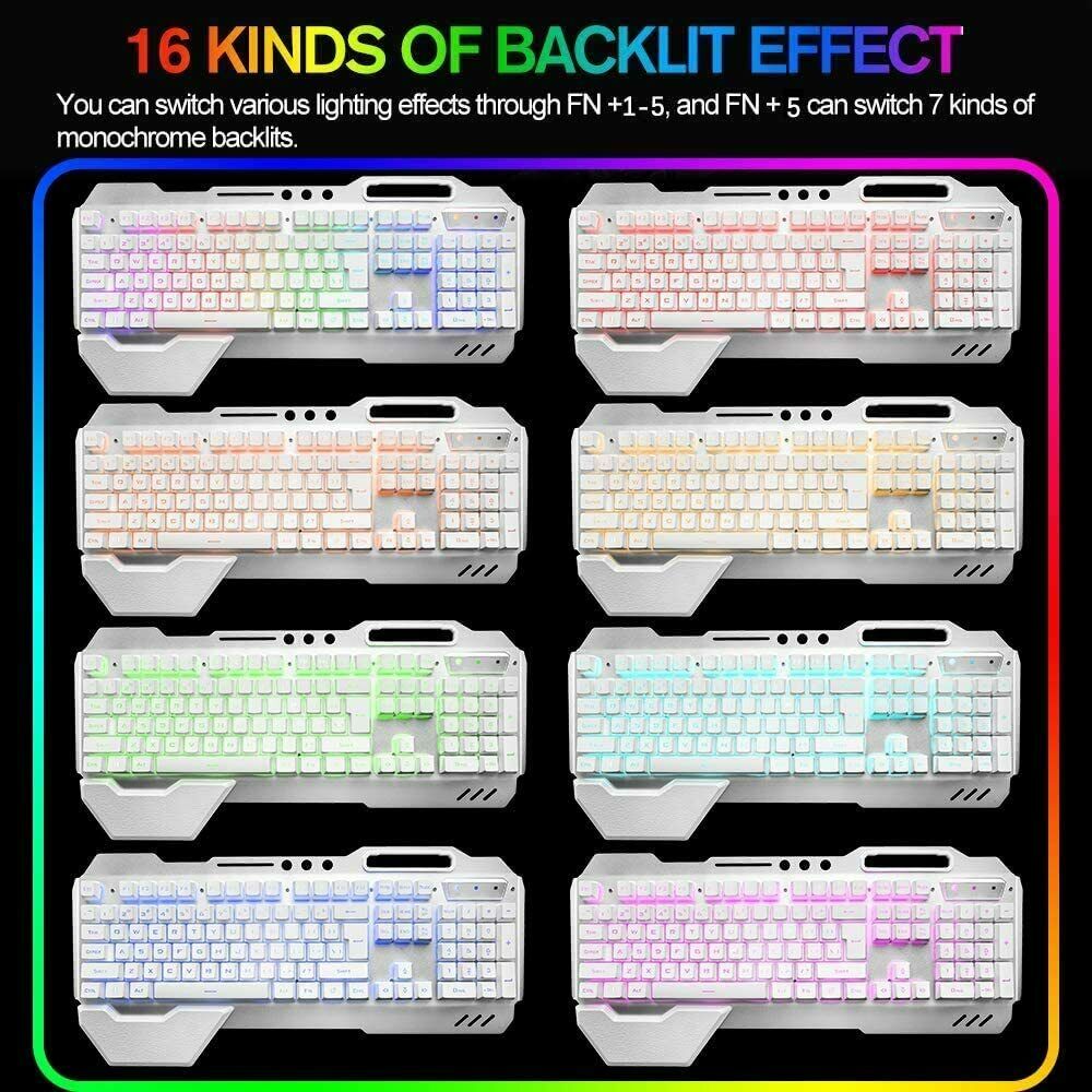 Wireless Gaming Keyboard & Mouse Combo - RGB LED Backlit with Rechargeable Battery