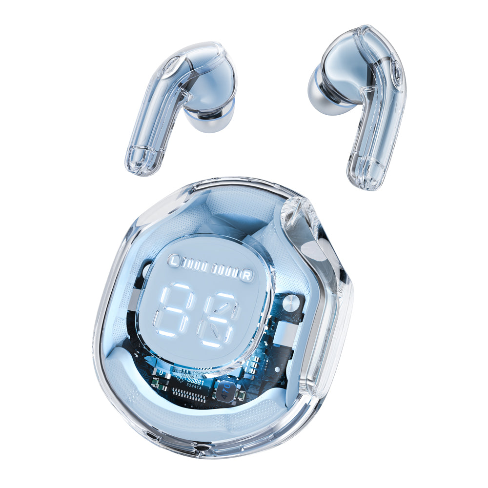 T8 Crystal Transparent Wireless Earbuds - Bluetooth 5.3 Gaming & Sport Headphones