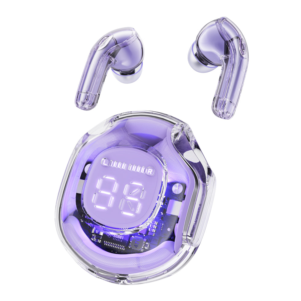 T8 Crystal Transparent Wireless Earbuds - Bluetooth 5.3 Gaming & Sport Headphones