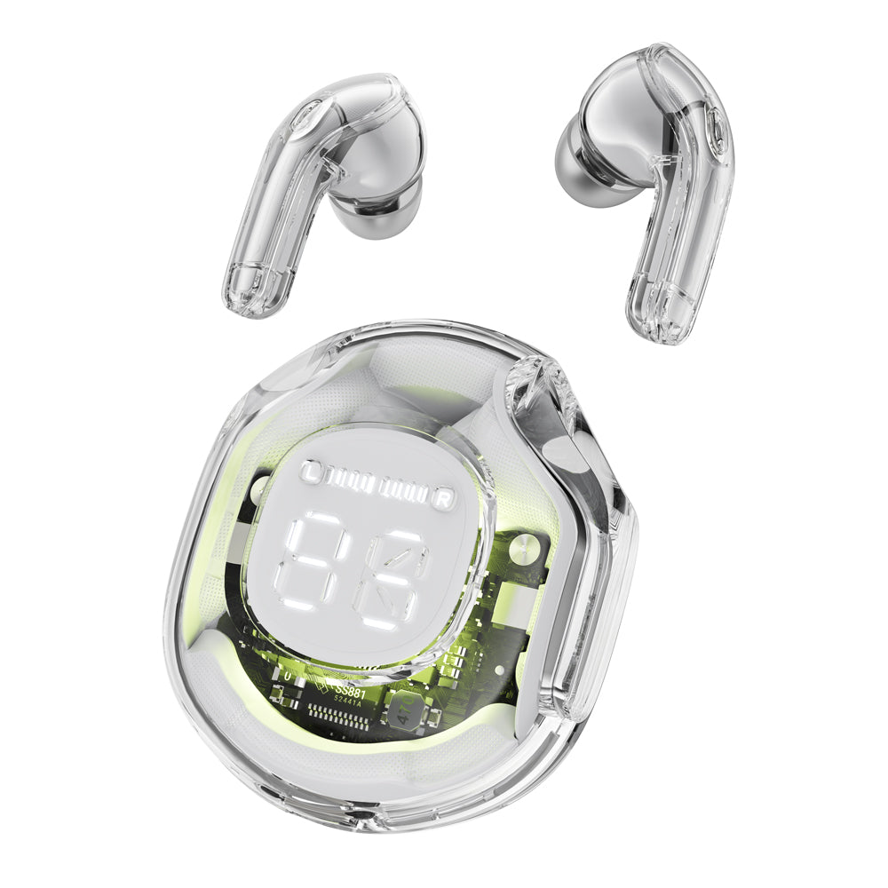 T8 Crystal Transparent Wireless Earbuds - Bluetooth 5.3 Gaming & Sport Headphones