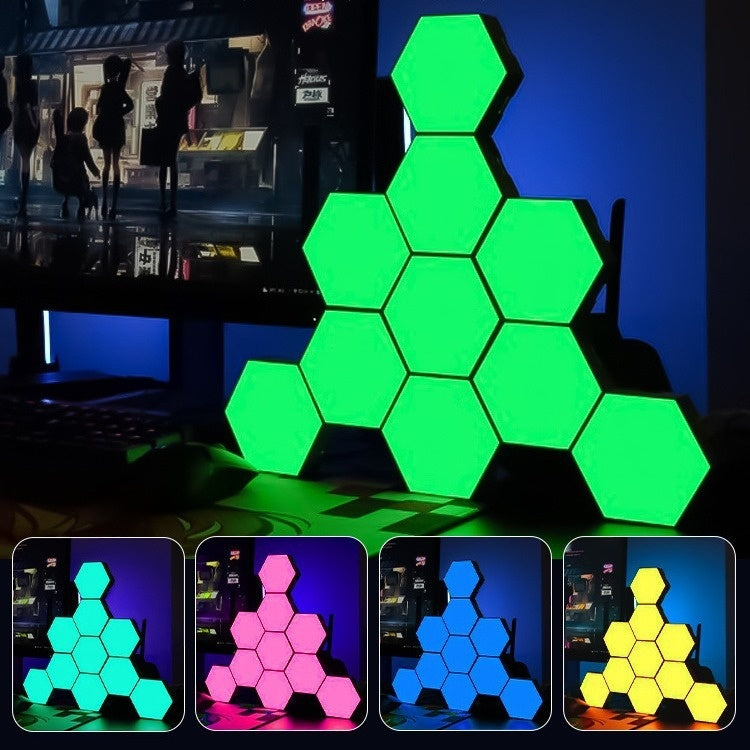 Hexagonal Smart RGB Wall Lights - Music Sync Sound-Activated LED Panels