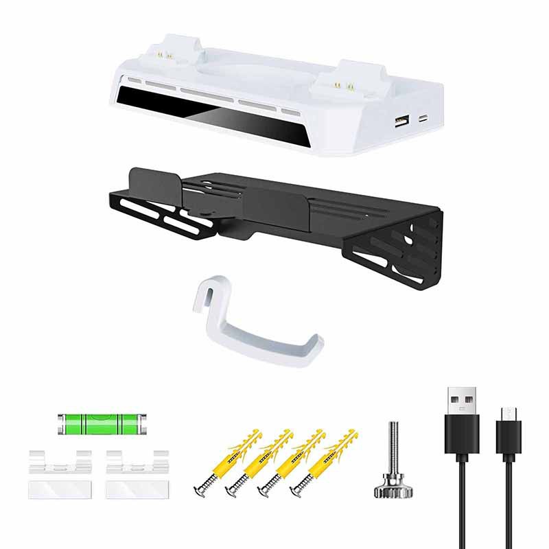 Playstation 5 Wall Mount with RGB Lighting Controller Charging Dock & Headset Holder