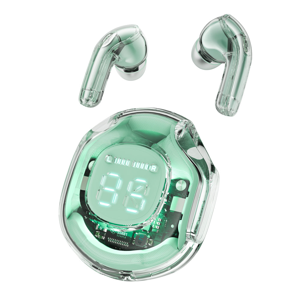 T8 Crystal Transparent Wireless Earbuds - Bluetooth 5.3 Gaming & Sport Headphones