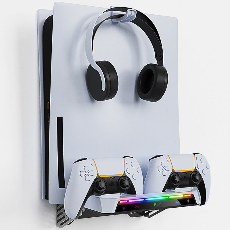 Playstation 5 Wall Mount with RGB Lighting Controller Charging Dock & Headset Holder