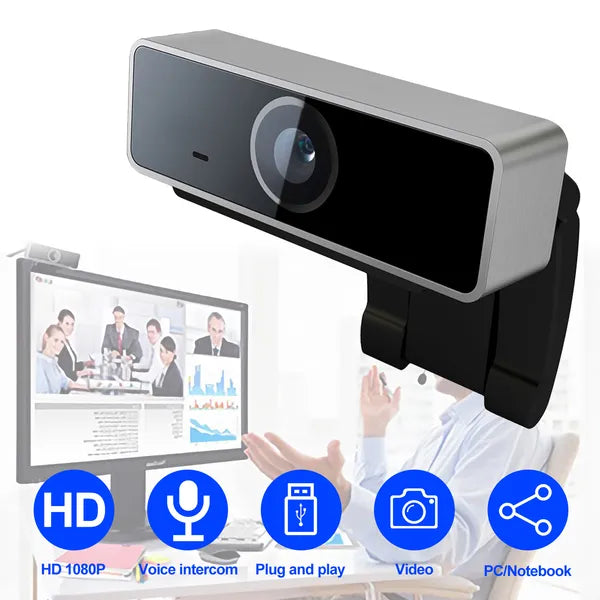 1080P HD Webcam with Auto Focus - USB Computer Camera with Microphone for Streaming